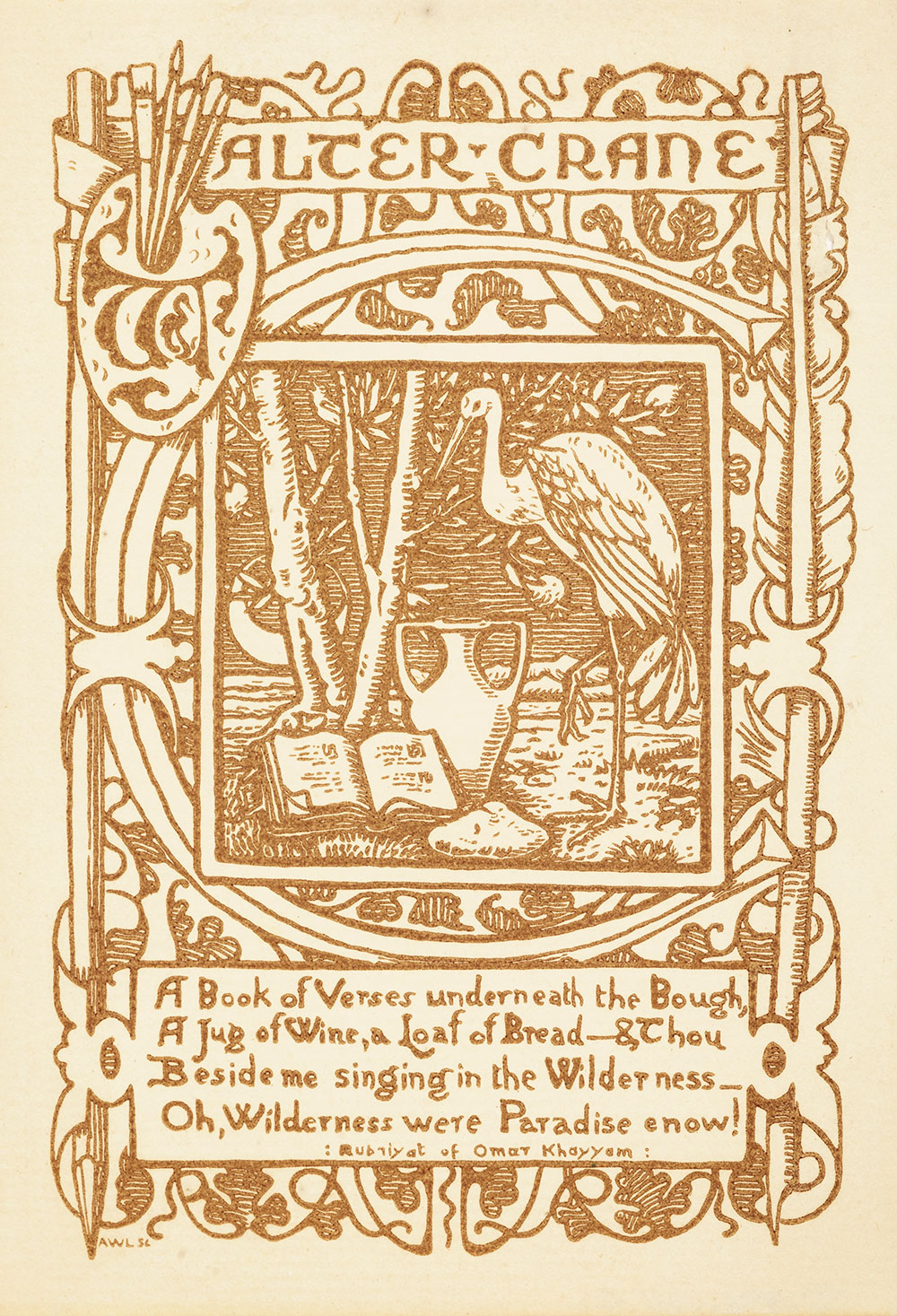 Bookplate from Walter Crane's book of verses