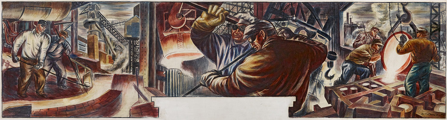Mural study celebrating the steel industry