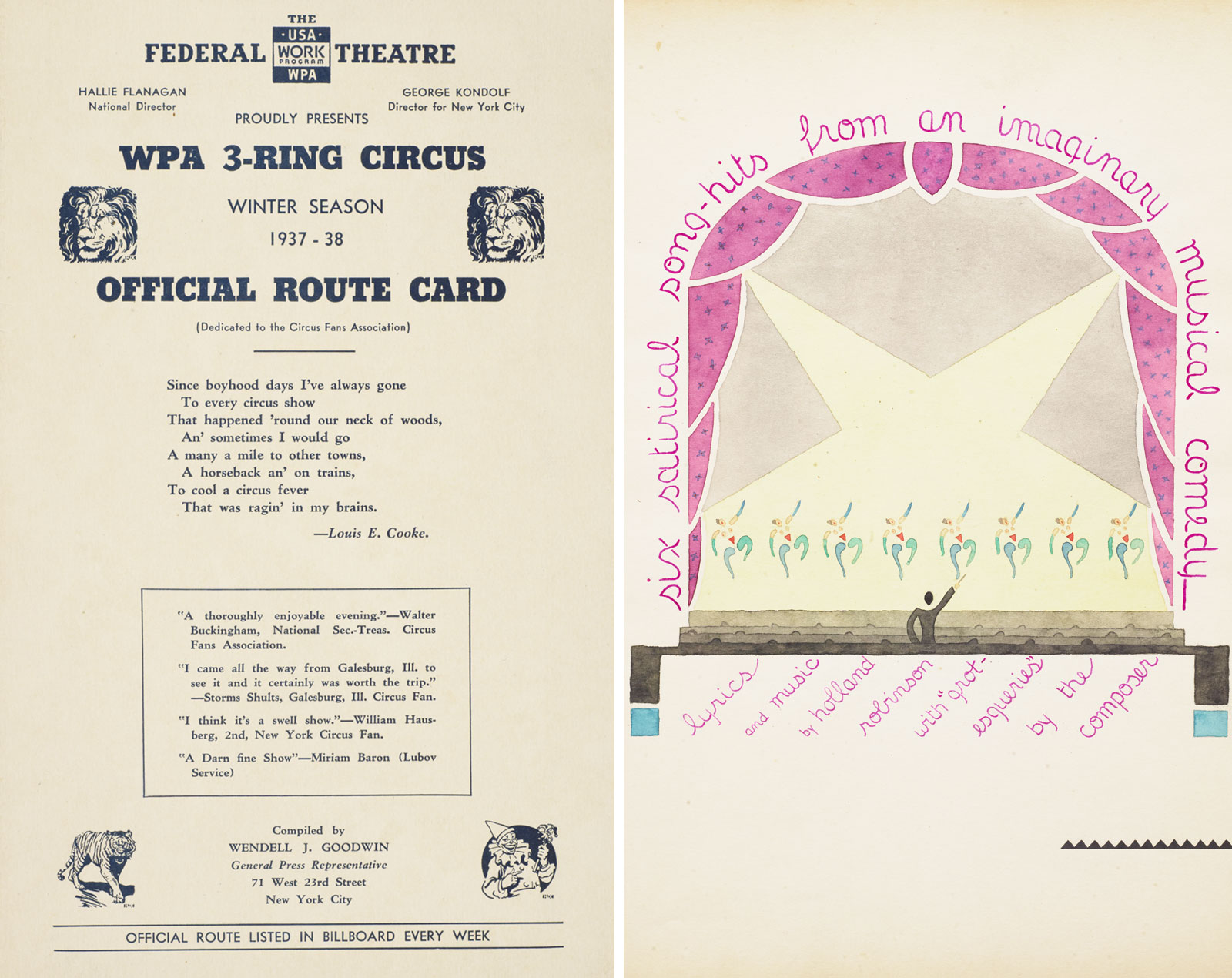 Playbill cover and manuscript illustration