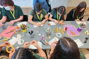Students working on a craft activity